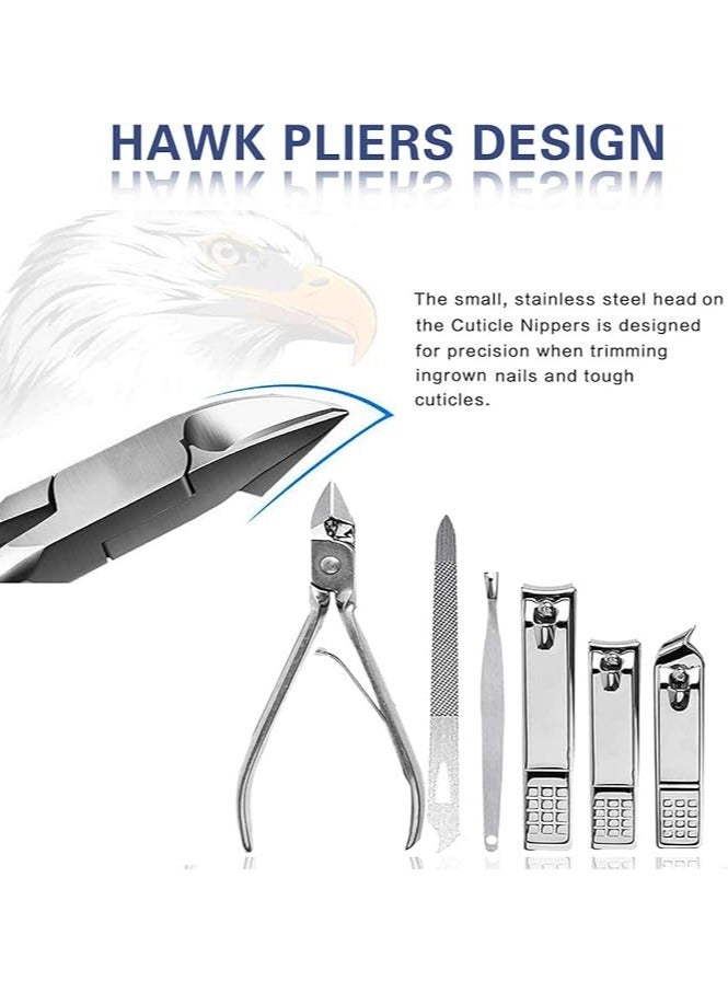 MARIO DRAFTS Professional Manicure Set, 15-Piece Stainless Steel Nail Care Kit with Hawk Pliers Design, Ergonomic Nail Clippers and Grooming Tools - Image 3