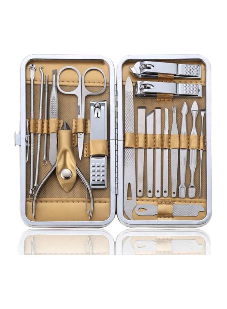MARIO DRAFTS Professional Manicure Set, 15-Piece Stainless Steel Nail Care Kit with Hawk Pliers Design, Ergonomic Nail Clippers and Grooming Tools - Image 1