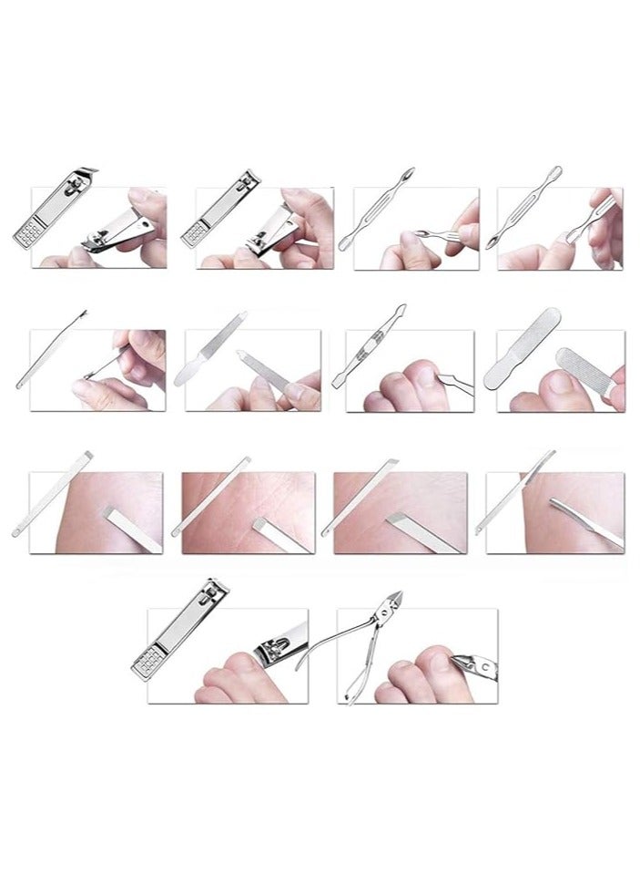 MARIO DRAFTS Professional Manicure Set, 15-Piece Stainless Steel Nail Care Kit with Hawk Pliers Design, Ergonomic Nail Clippers and Grooming Tools - Image 4