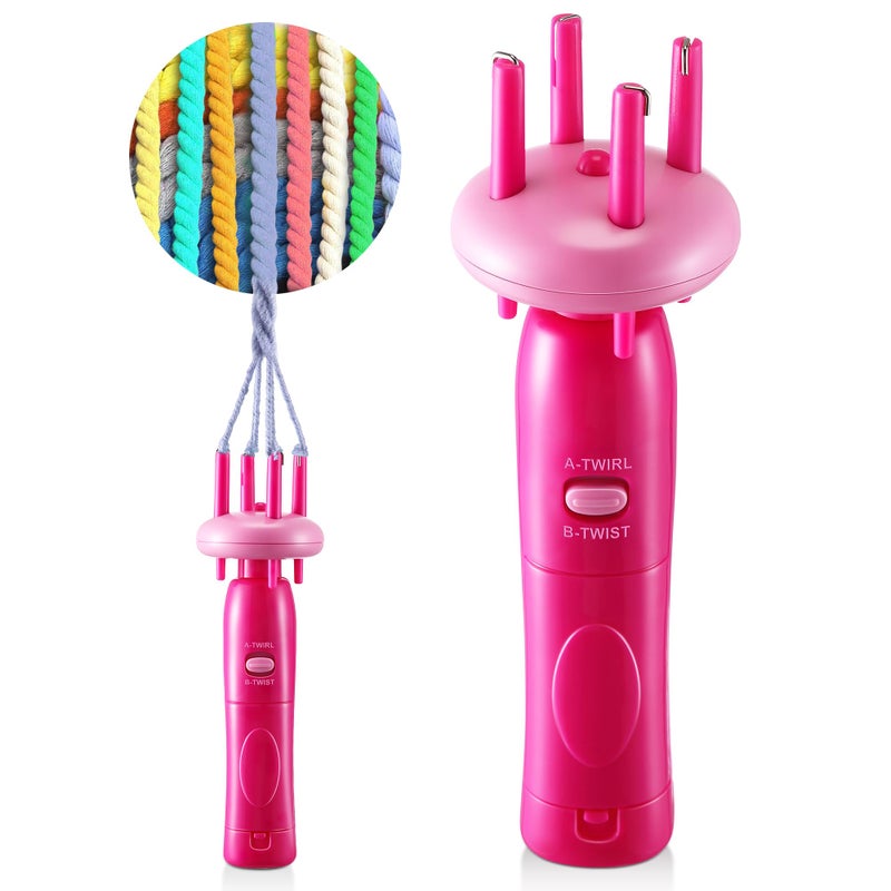 Enhon Cord Maker Portable Fringe Twister, Handheld Cord Maker for Craft Yarn Making Twister for Beginners (Patent Pending)(Pink) - Image 1