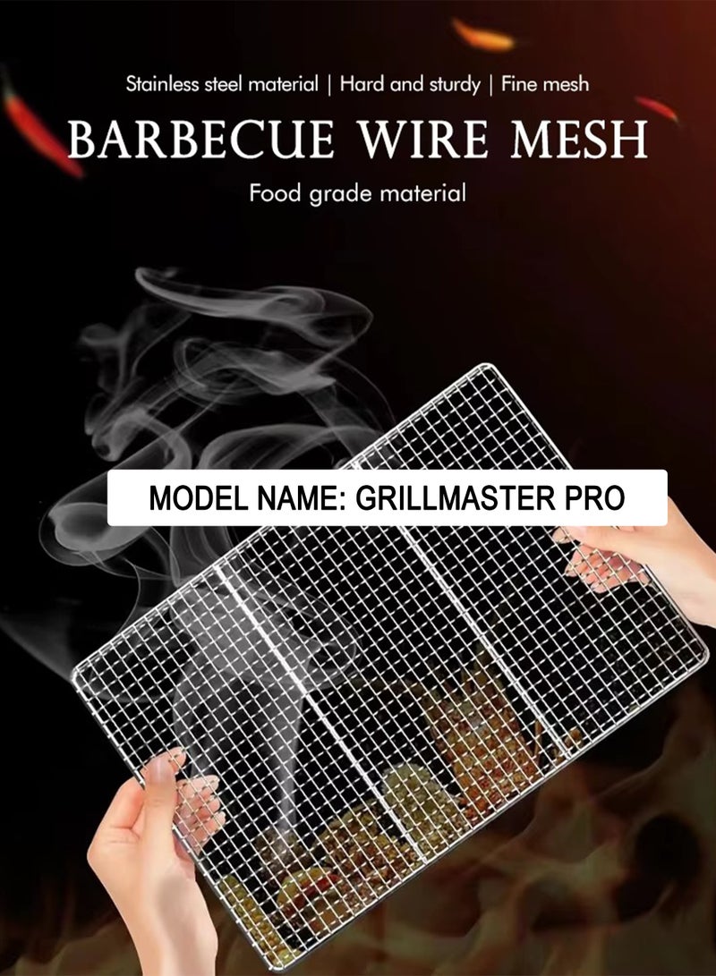 DBLEW Grill Basket with Wooden Handle for BBQ, 40x30x3 cm Stainless Steel Mesh, Heat-Resistant Grip, Lockable Food Holder, Outdoor Charcoal & Gas Grill Cooking Tool - Image 2