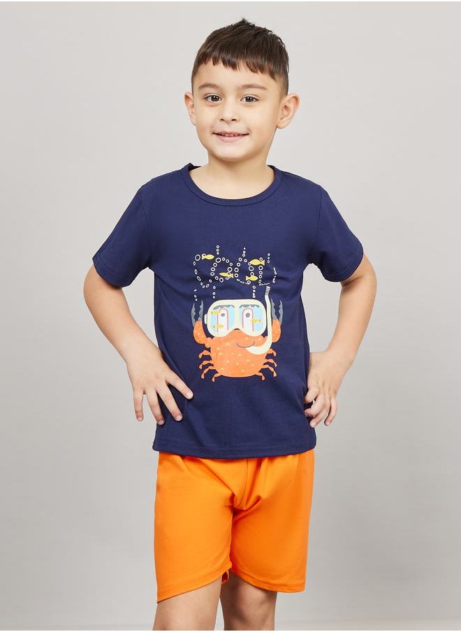 Styli - Crab Graphic Print T-shirt and Short Set - Image 1