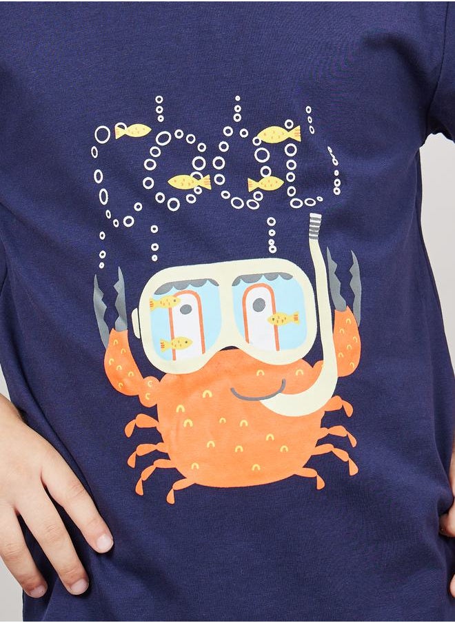 Styli - Crab Graphic Print T-shirt and Short Set - Image 1
