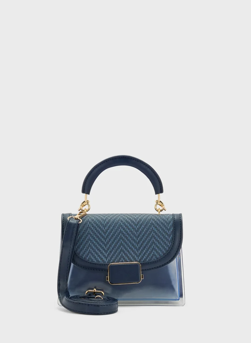 ايلا Clear Satchel With Tweed Flap