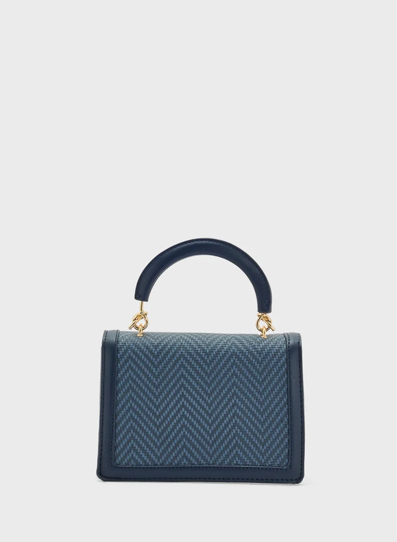 ايلا Clear Satchel With Tweed Flap