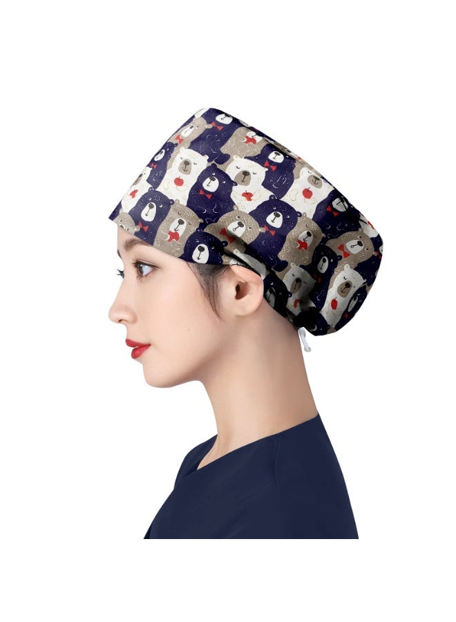 NIBEMINENT Women's Long Hair Nursing Cap Cotton Adjustable Medical Hospital Surgical Cap Unisex Anesthesiologist Nurse Working Scrub Caps