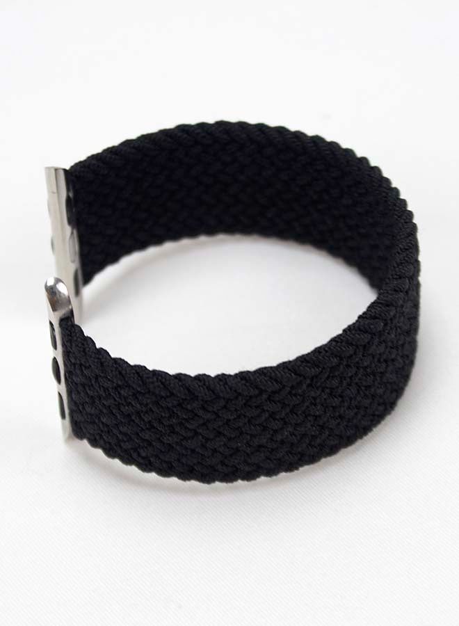 Nylon Braided Replacement Strap For Apple Watch Series 5/6/7 42/44/45mm Black - Image 2