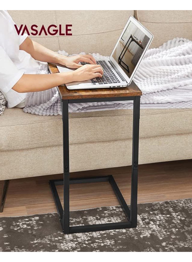 فاساجيل طاولة جانبية نحيفة على شكل C من VASAGLE بجانب الأريكة، بني داكن وأسود، طاولة للوجبات أو التلفاز، 40 × 30 × 62 سم - Image 4