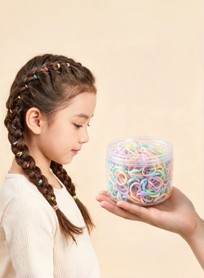 1000Pcs Macaron Color Mini Elastic Hair Bands with Clear Storage Jar, Soft Disposable Rubber Hair Ties, Gentle No Damage Ponytail Holders for Toddlers Girls Kids Fine Hair, Multi Candy Color Hair Accessories - Image 3