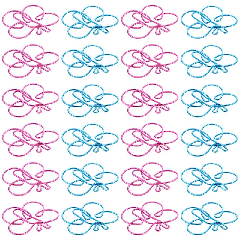 Pink And Blue Butterfly Shaped Paperclips 24pcs Decorative Bookmarks For Office School - Image 2