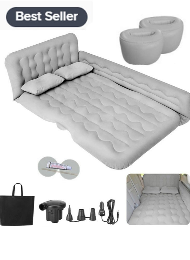 Meiyilan - Car Air Mattress Car Inflatable Bed - Thickened and Double Car Air Mattress Sided Flocking Travel Inflatable Car Mattress Bed with Electric Air Pump and 2 Pillows, Car Sleeping Bed for Home Outdoor - Image 1
