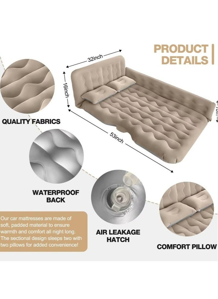 Meiyilan - Car Air Mattress Car Inflatable Bed - Thickened and Double Car Air Mattress Sided Flocking Travel Inflatable Car Mattress Bed with Electric Air Pump and 2 Pillows, Car Sleeping Bed for Home Outdoor - Image 1