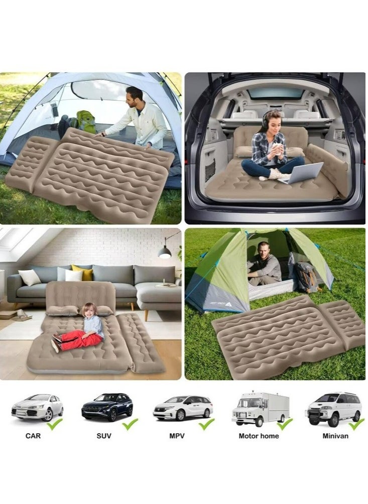 Meiyilan - Car Air Mattress Car Inflatable Bed - Thickened and Double Car Air Mattress Sided Flocking Travel Inflatable Car Mattress Bed with Electric Air Pump and 2 Pillows, Car Sleeping Bed for Home Outdoor - Image 1