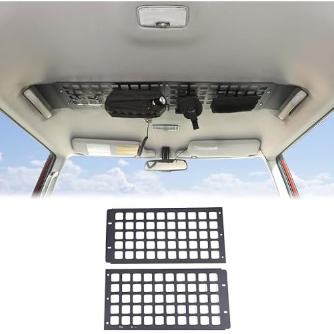 rayihni حامل تخزين لوحة السقف الأمامية الداخلية من الألمنيوم يناسب تويوتا FJ كروزر 2007-2023، أسود، تركيب على السقف - Image 2