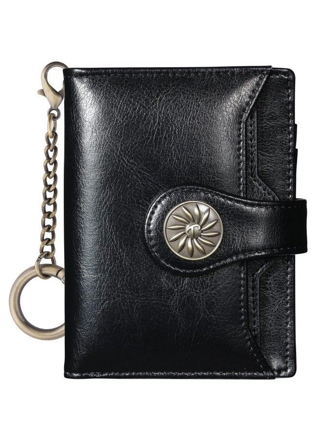 Travelambo - Rfid Wallet Women Leather Bifold Compact Small Wallet For Women (Black) - Image 1