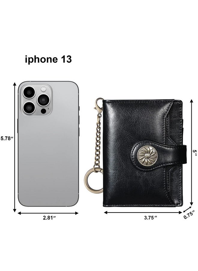 Travelambo - Rfid Wallet Women Leather Bifold Compact Small Wallet For Women (Black) - Image 1