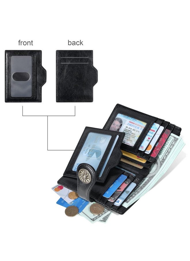 Travelambo - Rfid Wallet Women Leather Bifold Compact Small Wallet For Women (Black) - Image 1