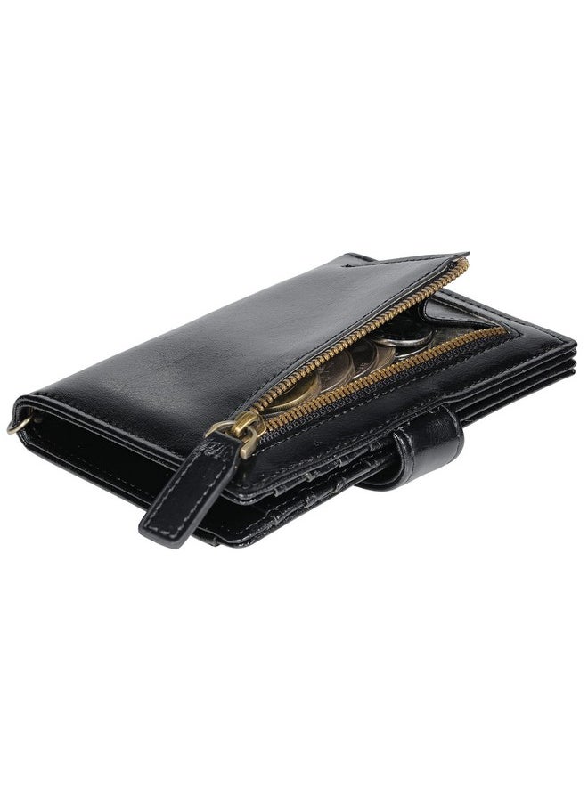 Travelambo - Rfid Wallet Women Leather Bifold Compact Small Wallet For Women (Black) - Image 1