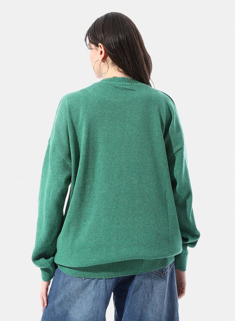 Andora Slip On Pullover With Chest "Smiley" Pattern - Image 3