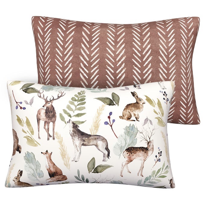 2 PACK PREMIUM TODDLER PILLOWCASE ULTRA SOFT JERSEY KNIT CRIB PILLOW KIDS PILLOW TRAVEL PILLOW CASE COVER WILDLIFE
