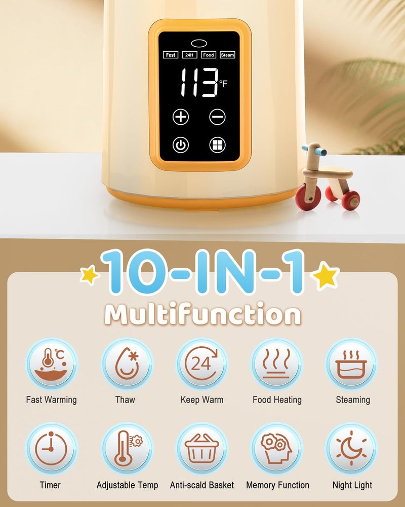 Toolastra Bottle Warmer, Faster Heating Baby Milk Warmers for All Bottles with Accurate Temp Control Water Bath Tech and Auto Shut-Off, BPA-Free Multifunctional Bottle Warmer for Breastmilk and Formula - Image 5