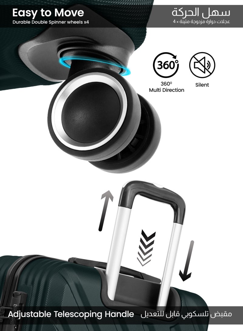 PARAJOHN Large 28-Inch ABS Material Lightweight Hardshell Luggage Trolley | 3.8kg Durable Hardsided Spinner Trolley Suitcase army green - Image 2