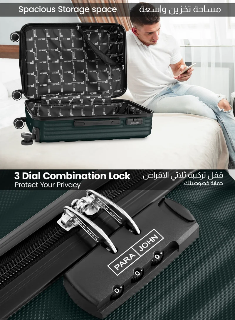 PARAJOHN Large 28-Inch ABS Material Lightweight Hardshell Luggage Trolley | 3.8kg Durable Hardsided Spinner Trolley Suitcase army green