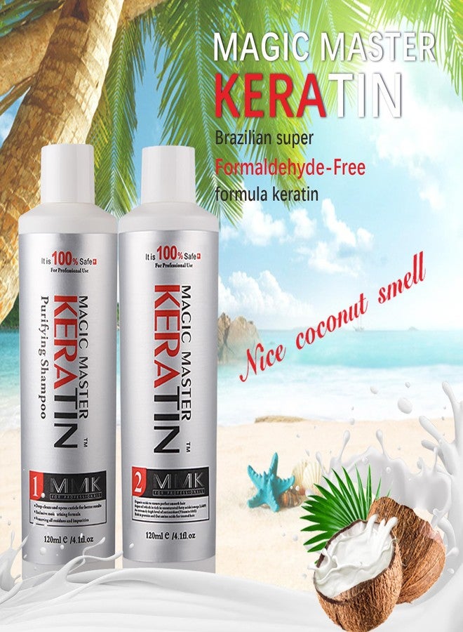 Magic Master Keratin علاج الشعر بالكيراتين البرازيلي، علاج كيراتين ماجيك ماستر 120 مل تنقية وعلاج كيراتين خالي من الفورمالين بدون رائحة قوية وتدخين لتنعيم الشعر العادي والمجعد (120 مل*2) - Image 3
