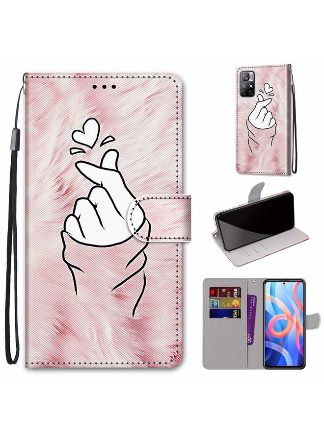 The Bros Case For Xiaomi Redmi Note 11 Coloured Drawing Cross Texture Horizontal Flip PU Phone Leather Case with Holder & Card Slots & Wallet & Lanyard