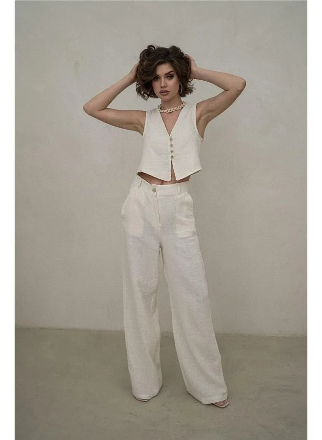 Bohemai  Clover Natural Muslin Vest and Trousers Set for Women | Best Price UAE