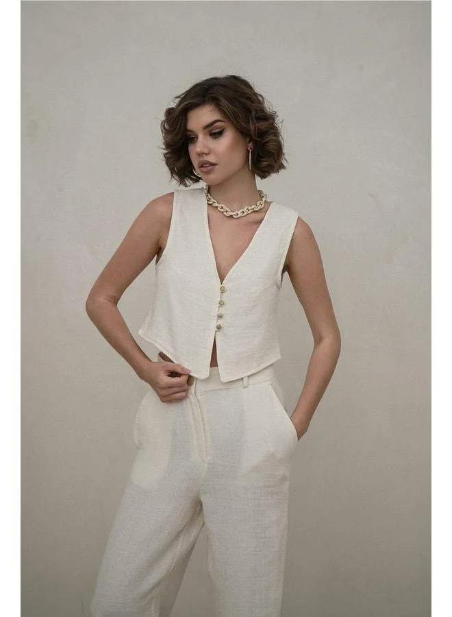 Clover Natural Muslin Vest and Trousers Set