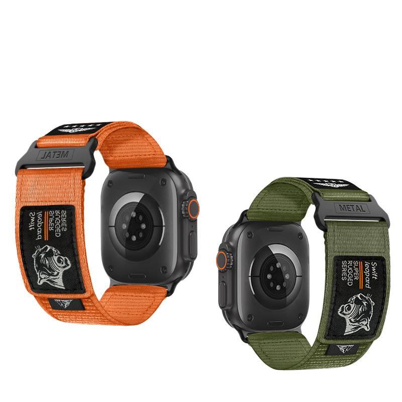 سوار ساعة ذكية باللون أسود قابل للتعديل سوار نايلون حلقي متوافق مع Apple Watch 38/40/41/42/44/45/49mm بملاءمة قابلة للتعديل وحزام بديل - Image 2