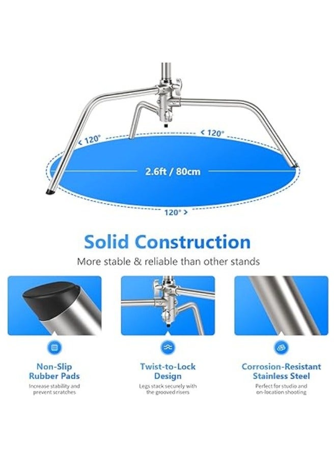 Neewer ST-C-CB Stainless Steel Heavy Duty C Stand with Boom Arm silver - Image 4