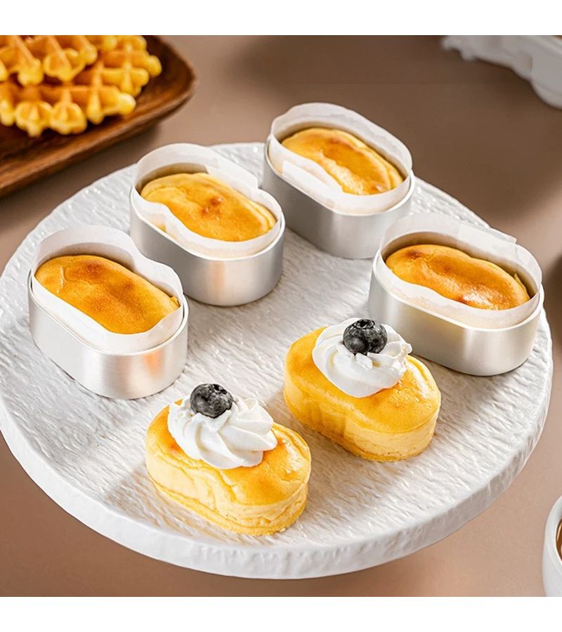 15pcs Aluminum Oval Cheesecake Molds Non Stick Durable Metal Baking Tray for Desserts Cookies Pastries Egg Tarts Home Kitchen Semi Ripe Cheesecake Circles Oval Mousse Cake F10 - Image 4