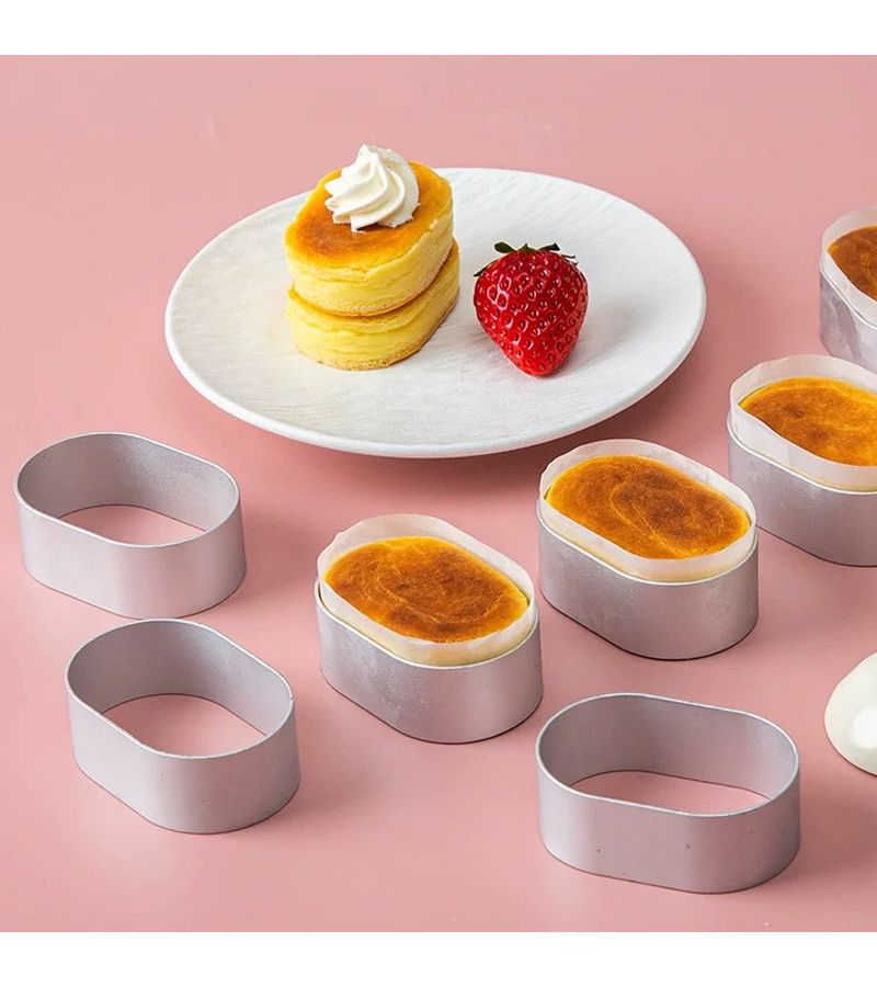15pcs Aluminum Oval Cheesecake Molds Non Stick Durable Metal Baking Tray for Desserts Cookies Pastries Egg Tarts Home Kitchen Semi Ripe Cheesecake Circles Oval Mousse Cake F10 - Image 2