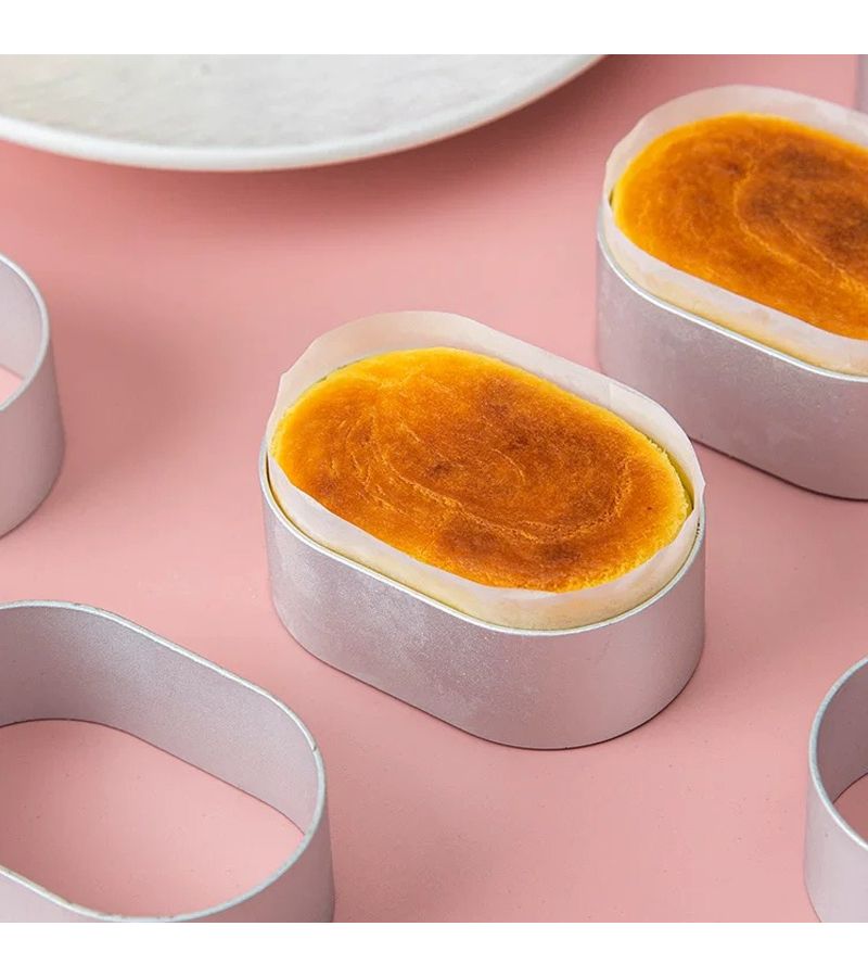 15pcs Aluminum Oval Cheesecake Molds Non Stick Durable Metal Baking Tray for Desserts Cookies Pastries Egg Tarts Home Kitchen Semi Ripe Cheesecake Circles Oval Mousse Cake F10 - Image 5