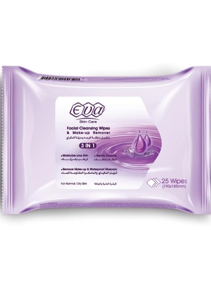 Eva Facial Wipes For Cleansing And Makeup Removal 25 Wipes 