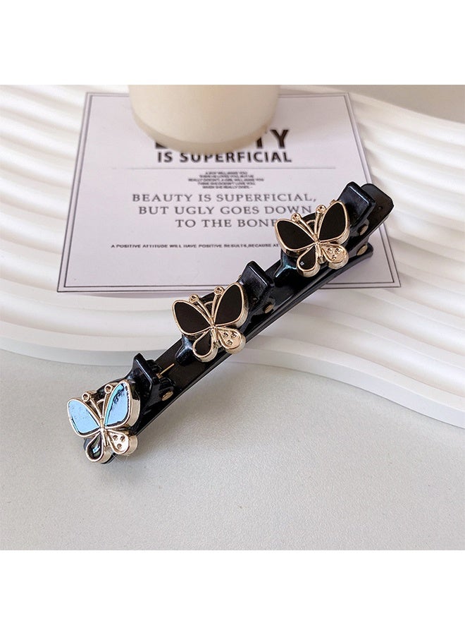 Satin Fabric Hair Clips - Braided Hair Clips for Women, Sparkling Crystal Stone Braided Hair Clips,  Rhinestones Butterfly Duckbill Hairpin for Styling - Image 4