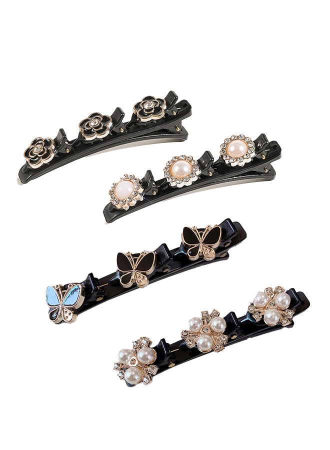 Satin Fabric Hair Clips - Braided Hair Clips for Women, Sparkling Crystal Stone Braided Hair Clips,  Rhinestones Butterfly Duckbill Hairpin for Styling - Image 5