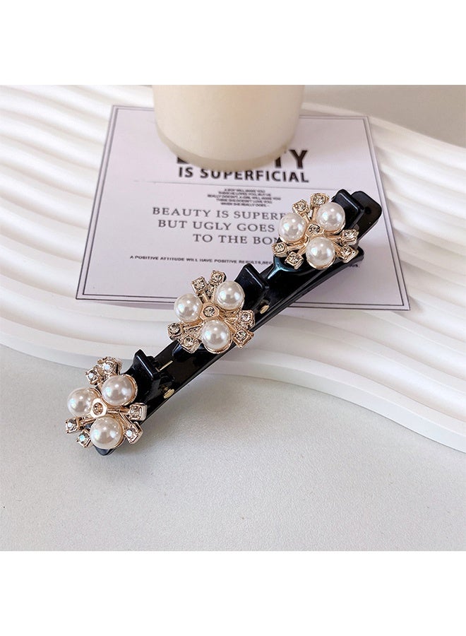 Satin Fabric Hair Clips - Braided Hair Clips for Women, Sparkling Crystal Stone Braided Hair Clips,  Rhinestones Butterfly Duckbill Hairpin for Styling - Image 3