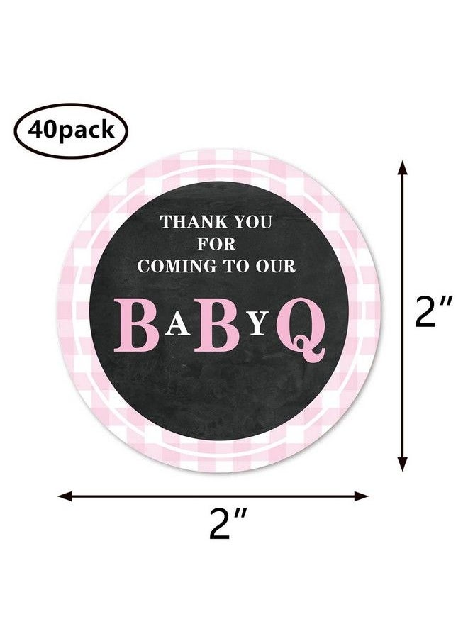 MAGJUCHE - Bbq Pink Baby Q Thank You Stickers 2 Inch Girl Baby Shower Party Favor Stickers Labels 40Pack - Image 1
