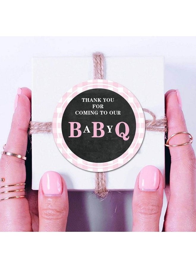 MAGJUCHE - Bbq Pink Baby Q Thank You Stickers 2 Inch Girl Baby Shower Party Favor Stickers Labels 40Pack - Image 1
