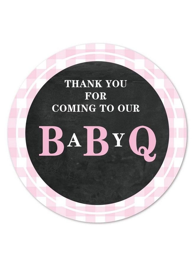 MAGJUCHE - Bbq Pink Baby Q Thank You Stickers 2 Inch Girl Baby Shower Party Favor Stickers Labels 40Pack - Image 1