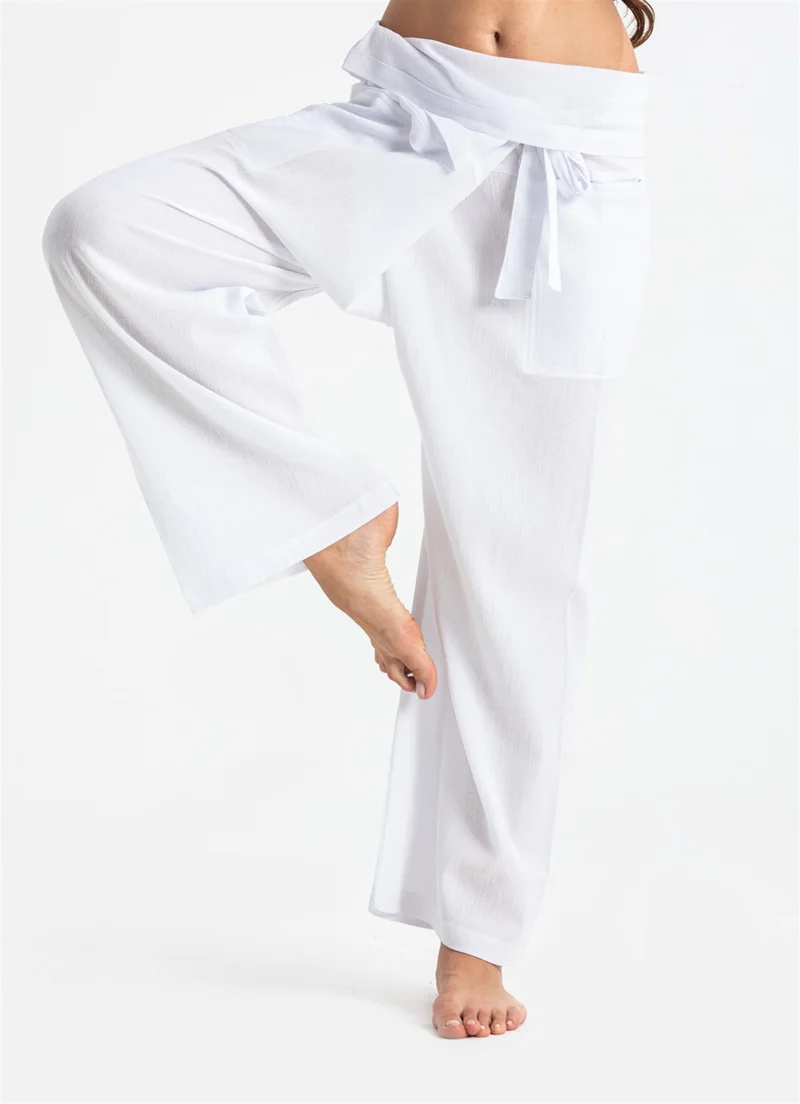 Eliş Şile Bezi Unisex Şile Bezi Balıkçı Pantolon Beyaz Byz