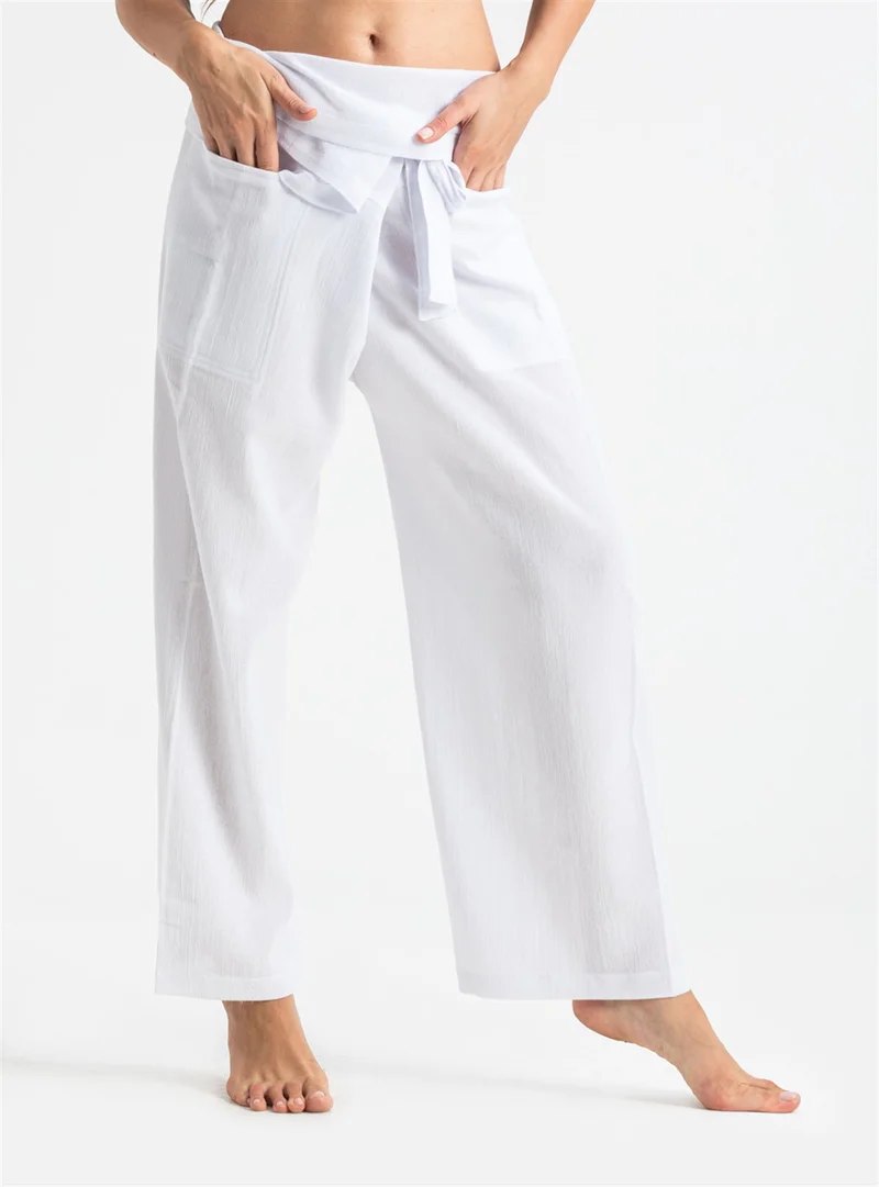 Eliş Şile Bezi Unisex Şile Bezi Balıkçı Pantolon Beyaz Byz