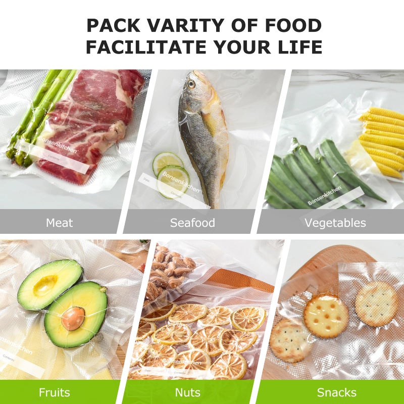 Bonsenkitchen Vacuum Sealer Bags, 50 Quart 8" x 12" Precut Food Sealer Bags, Commercial Grade, BPA Free, Heavy Duty, Customized Size Vacuum Bags for Vac Storage, Meal Prep or Sous Vide Cooking, VB12 - Image 4