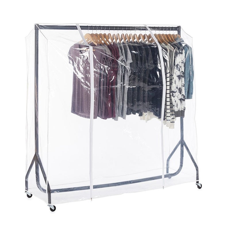 Shopfitting Warehouse Black HeavyDuty Clothes Rail with Clear Cover 5ft wide