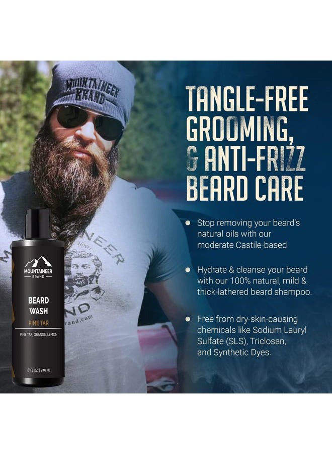 Power By Naturals Beard Wash For Men | 100% Natural Beard Shampoo | Thick Cleaning Softening Lather for Hair and Skin | Hydrate and Detangle | Grooming Treatment | WV Pine Tar Scent 8oz  - Image 4