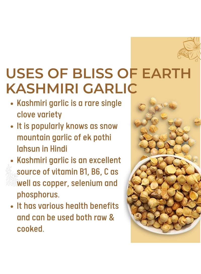 BLISS OF EARTH Naturally Organic Kashmiri Garlic From Indian Himalayas Single Clove Kashmiri Lahsun Ek Pothi Snow Mountain Garlic Great for Cooking seasaing ketchup making 100gm - Image 2
