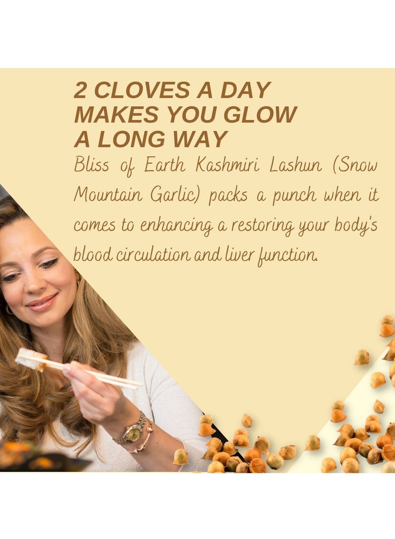 BLISS OF EARTH Naturally Organic Kashmiri Garlic From Indian Himalayas Single Clove Kashmiri Lahsun Ek Pothi Snow Mountain Garlic Great for Cooking seasaing ketchup making 100gm - Image 4